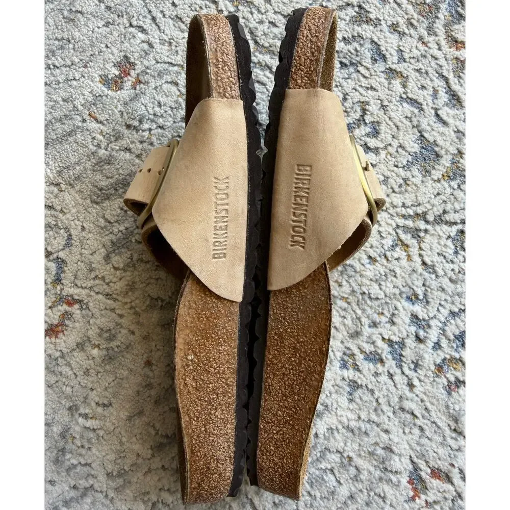 Birkenstock Madrid Big Buckle Nubuck Leather Sandals Sandcastle Sz 10-10.5